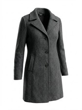A DKNY womens herringbone wool blend reefer c...