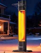 Outdoor Electric Patio Heater, 1500W 36" Infrared Heater with 2 Heat Tube, 3 ...