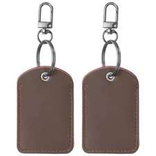 2Pcs Leather Key Fob Genuine Leather Key Fobs DIY Keychain Holder Brown