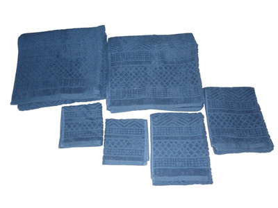 LOFT TIMELESS BY LOFTEX DARK BLUE TEXTURED (6P) HAND & BATH TOWEL WASHCLOTH SET