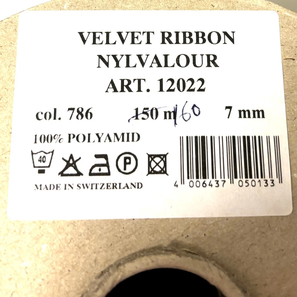 Swiss Velvet Ribbon Nylvalour Single Sided Soft Luxurious Blue 7mm 10 yds - Image 2 of 2