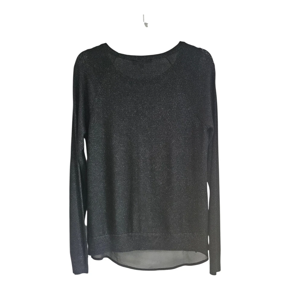 Suéter Lucky Brand Nuevo con Etiquetas Ligero Negro Hilos Metálicos Forro Transparente Para Mujer M Foto 2 de 4
