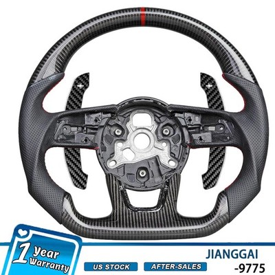 Real Carbon Fiber Flat Steering Wheel W/Paddle For Audi A3 A4 RS3 RS4 RS5 RS6 B9