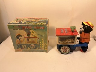 Vintage 1950s Battery Operated The Jolly Peanut Vendor Toy w Box Not Work Japan