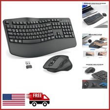 Graphite Wireless Keyboard and Mouse Combo Ergonomic Design for Comfort