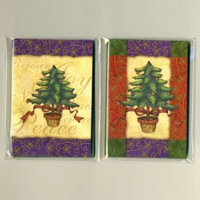 20 Christmas note cards w envelopes, 10 of each design, "Happy Holidays" inside