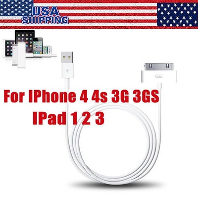 30 Pin USB Data Sync Cable Charger for Lot iPhone 4 4G 4S iPod Nano iPad 1/2/3