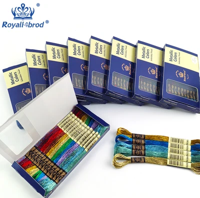 ROYAL BRODERIE Metallic Cross Stitch Thread For Embroidery Light Effect Threads Floss 8m Skeins