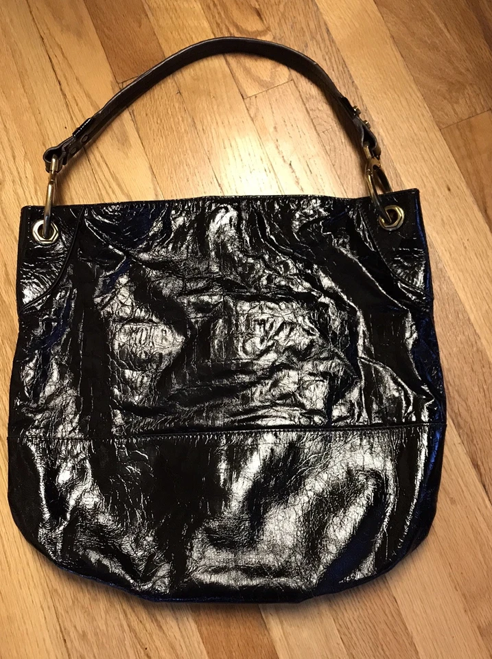 Bolso de hombro/hdware de latón estilo hobo orYANY cocodrilo charol negro Foto 4 de 4