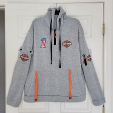 Harley Davidson Gray 1/4 Zip Bar  Shield Pullover Hoodie Size XL