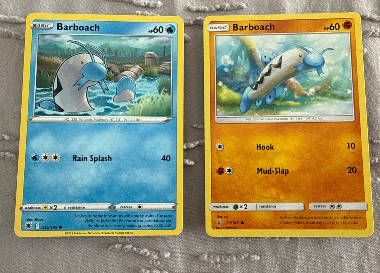 2 Barboach Pokémon Trading Cards