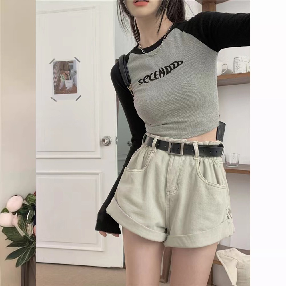 ALTRA T shirt donna Lively vita alta retrò con fantasia ricamata unica