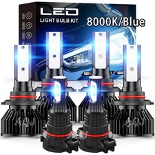 9005 9006 5202 Combo Led Headlight Fog Lamp Bulb Ice Blue 8000k High Low Beam