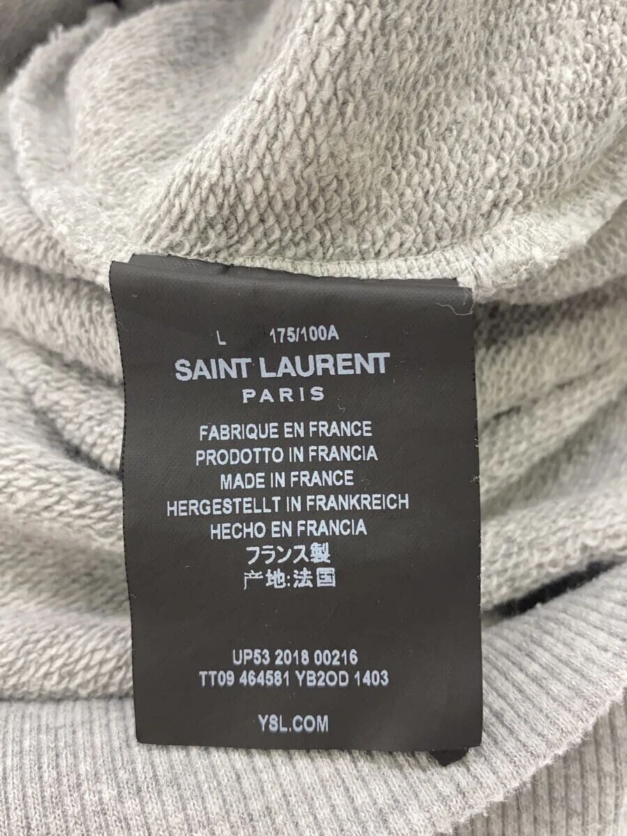 SAINT LAURENT (YSL) Felpa con cappuccio Saint Laurent L cotone grigio tinta unita TT09 464581 YB2OD usata