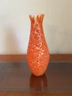 MCM MID CENTURY MODERN Style Lava Orange Speckled Bumps Glass Vase 14.5” Tall