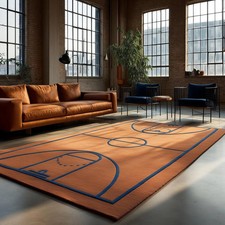 Basketball Court Rug Sports Theme Area Carpet Boys Room Decor Carpet