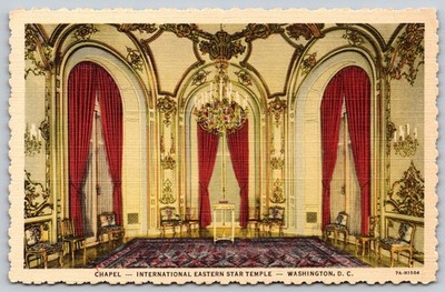 Chapel International Eastern Star Temple Washington DC Postcard 1937 AA345