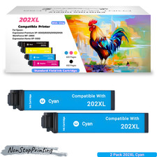 New 2PK Cyan 202XL Standard Yield Black Ink Cartridges for Epson XP-5100 WF-2860