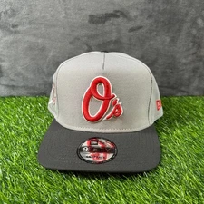 New Era Baltimore Orioles A-Frame Snapback Hat Cap 9Fifty Graphite Red Mens NWT