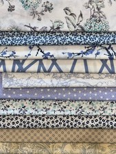 Quilting Fabric Lot - 10 Fat Quarters, Blue 1 FREE 11 FQ