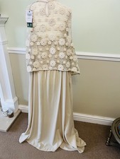 Full Length cream Dress With Crochet Cover Up 22 - Cost £28