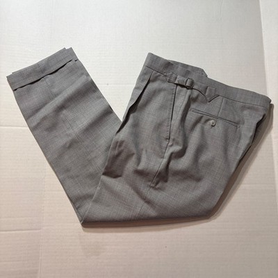 SuitSupply Vigo Lt Gray Pants/Trousers 33Wx28 Pure Wool Pleated Side Tab Susu