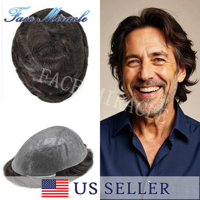 Mens Hair Piece Ultra Thin Skin PU Toupee for Men Human Hair V-Looped Mens Wig