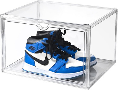 Clear Shoe Organizer,Stackable Shoe Display Case,Shoe Box Storage Bins with Magn