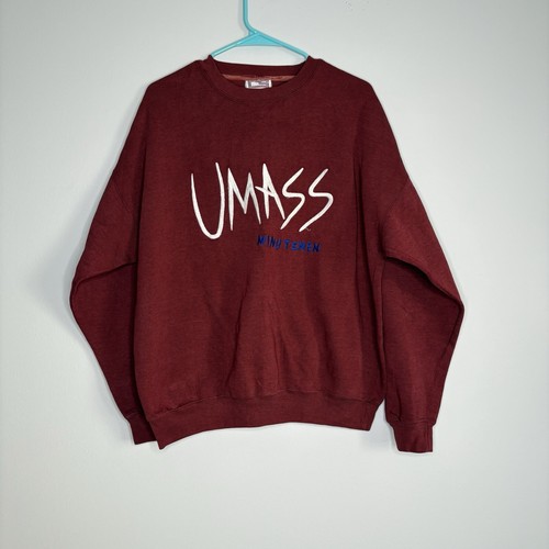 Vtg 90’s UMass Massachusetts Minutemen Amherst RED Sweatshirt Red Oak XL