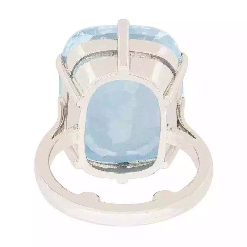 Women's 935 Silver Cushion Cut Blue Aquamarine & White CZ 14.75 CT Wedding Ring - Image 4 of 4