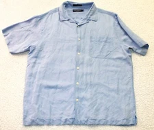 Daniel Cremieux Classics Button Down Shirt Adult LARGE Blue Short Sleeve