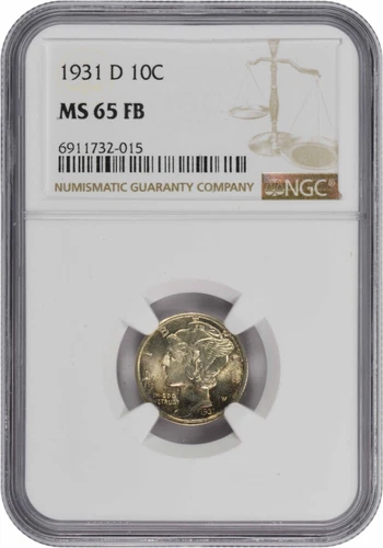 1931-D Mercury Silver Dime MS65FB NGC