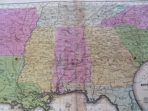 USA Antebellum South Arkansas Georgia Alabama Tennessee c. 1840's engraved map - Picture 4 of 4