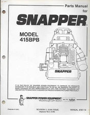 SNAPPER POWER EQUIPMENT BACKPACK BLOWERS 41 5BPB #06116 Parts Manual
