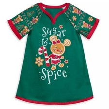 Disney Store Minnie Mouse Holiday Nightshirt Girls Nightgown Pajamas Sleepwear