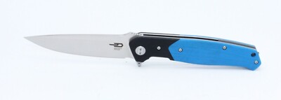 Bestech Swordfish Flipper Knife Black Blue G10 Handle Plain Edge D2 Blade BG03D