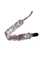 New 1pc Booginhead Pacifier Clip For Baby, Rainbow Print, Pink