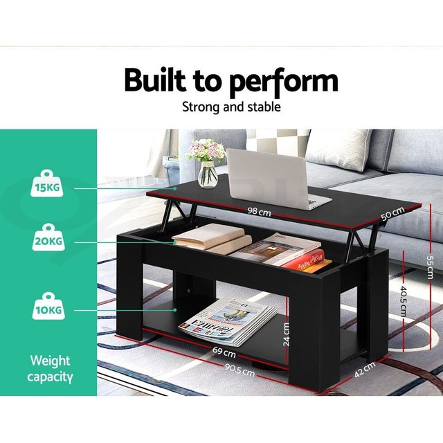Artiss Lift Up Top Coffee Table Storage Shelf Black for sale online