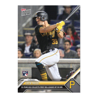 2023 MLB Topps NOW #201 Drew Maggi Pirates Rookie RC 1st Career Hit In Hand