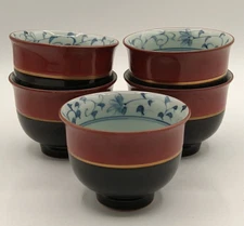Japanese SIGNED Ceramic Soup Bowls 3.5"D Set of 5 QUALITY