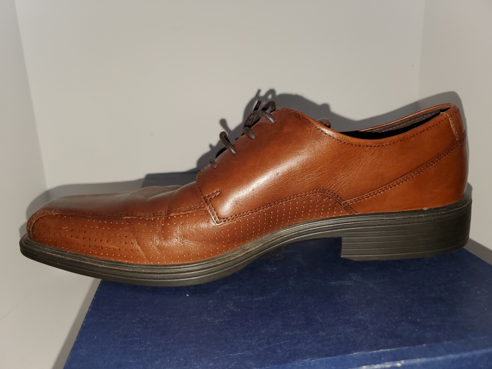 SAOLA Ecco uomo pelle stringata Oxford punta quadrata bici punto ammortizzatore marrone chiaro 44