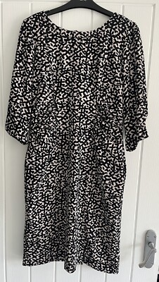 Jasper Conran UK Size 10 Black & Cream Pattern Dress VGC See details 