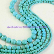 4/6/8/10/12mm Natural Blue Turquoise Round Gemstone Loose Beads 15 Inch