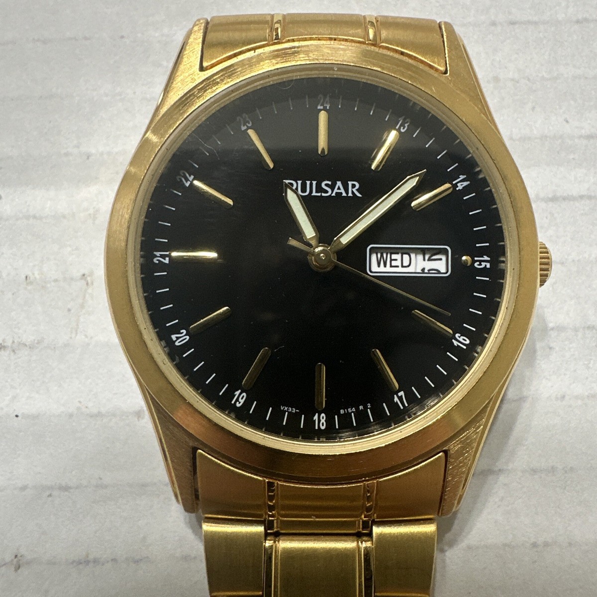 Mens Pulsar VX33-X078 Watch gold Day/Date Dial | eBay