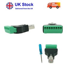 RJ45 Ethernet Male To 8 Pin AV Terminal Screw Adapter Converter Block Plug CCTV