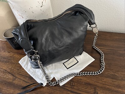 Gucci Black leather Galaxy Chain Hobo Shoulder Bag | eBay