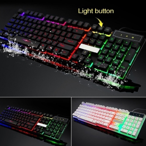 USB Keyboard and Mouse Set Wired Game Keyboard Mouse Kits Black / White - Picture 2 of 8