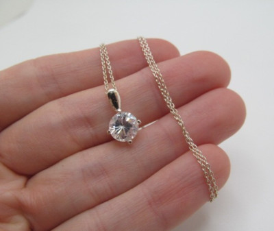 925 Sterling Silber Runde Funkelnde Klar 8mm Stein Oval Gliederkette Halskette