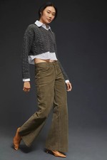 Anthropologie Pilcro The Gwen Wide-Leg Corduroy Pants Color Moss Size 25