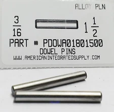 3/16X1-1/2 DOWEL PINS ALLOY STEEL PLAIN (10)